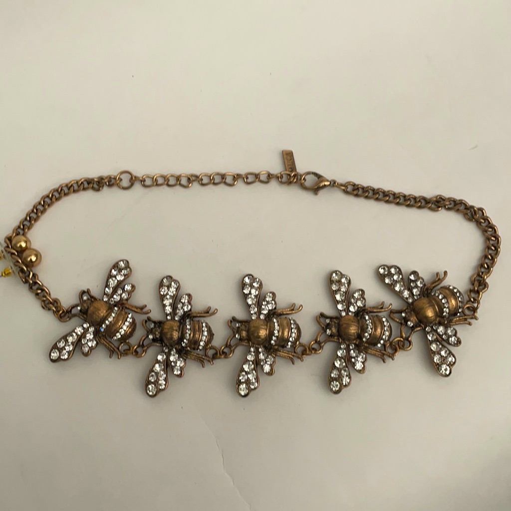 Bumblebee Bee Statement Necklace Brass Bling Necklace Choker Nwot & Earrings